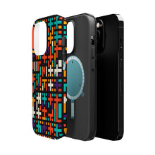 DistinctInk Tough Case for Apple iPhone, Compatible with MagSafe Charging - "Vibrant Christian Cross Pattern on Black"