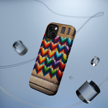 DistinctInk Tough Case for Apple iPhone, Compatible with MagSafe Charging - "Rainbow Hearts: Vibrant Graffiti on Brick"