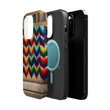 DistinctInk Tough Case for Apple iPhone, Compatible with MagSafe Charging - "Rainbow Hearts: Vibrant Graffiti on Brick"