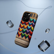 DistinctInk Tough Case for Apple iPhone, Compatible with MagSafe Charging - "Rainbow Hearts: Vibrant Graffiti on Brick"