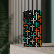 DistinctInk Tough Case for Apple iPhone, Compatible with MagSafe Charging - "Vibrant Christian Crosses in Minimalist Pattern"