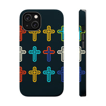 DistinctInk Tough Case for Apple iPhone, Compatible with MagSafe Charging - "Vibrant Crosses: Boldly Minimalistic Pattern Design"