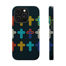 DistinctInk Tough Case for Apple iPhone, Compatible with MagSafe Charging - "Vibrant Crosses: Boldly Minimalistic Pattern Design"