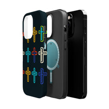 DistinctInk Tough Case for Apple iPhone, Compatible with MagSafe Charging - "Vibrant Crosses: Boldly Minimalistic Pattern Design"