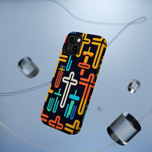 DistinctInk Tough Case for Apple iPhone, Compatible with MagSafe Charging - "Vibrant Minimalistic Christian Crosses on Black"