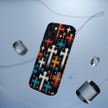 DistinctInk Tough Case for Apple iPhone, Compatible with MagSafe Charging - "Bold and Colorful Christian Cross Patterns"