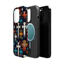 DistinctInk Tough Case for Apple iPhone, Compatible with MagSafe Charging - "Bold and Colorful Christian Cross Patterns"