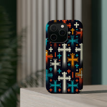 DistinctInk Tough Case for Apple iPhone, Compatible with MagSafe Charging - "Bold and Colorful Christian Cross Patterns"