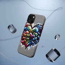 DistinctInk Tough Case for Apple iPhone, Compatible with MagSafe Charging - "Vibrant Graffiti Hearts Against White Canvas"