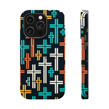 DistinctInk Tough Case for Apple iPhone, Compatible with MagSafe Charging - "Dynamic Dispersion: Bold and Colorful Christian Crosses"