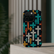DistinctInk Tough Case for Apple iPhone, Compatible with MagSafe Charging - "Dynamic Dispersion: Bold and Colorful Christian Crosses"