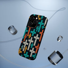 DistinctInk Tough Case for Apple iPhone, Compatible with MagSafe Charging - "Dynamic Dispersion: Bold and Colorful Christian Crosses"