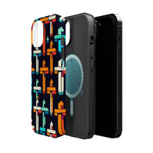 DistinctInk Tough Case for Apple iPhone, Compatible with MagSafe Charging - "Dynamic Contrast: Crosses in Vibrant Harmony"