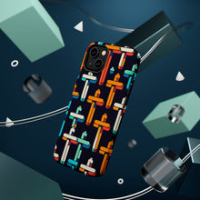 DistinctInk Tough Case for Apple iPhone, Compatible with MagSafe Charging - "Dynamic Contrast: Crosses in Vibrant Harmony"