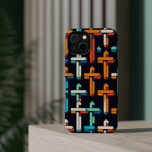 DistinctInk Tough Case for Apple iPhone, Compatible with MagSafe Charging - "Dynamic Contrast: Crosses in Vibrant Harmony"