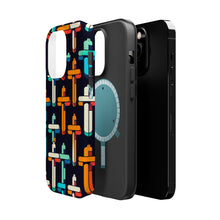 DistinctInk Tough Case for Apple iPhone, Compatible with MagSafe Charging - "Dynamic Contrast: Crosses in Vibrant Harmony"