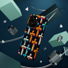 DistinctInk Tough Case for Apple iPhone, Compatible with MagSafe Charging - "Dynamic Contrast: Crosses in Vibrant Harmony"