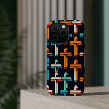 DistinctInk Tough Case for Apple iPhone, Compatible with MagSafe Charging - "Dynamic Contrast: Crosses in Vibrant Harmony"