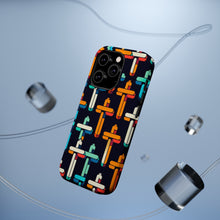 DistinctInk Tough Case for Apple iPhone, Compatible with MagSafe Charging - "Dynamic Contrast: Crosses in Vibrant Harmony"