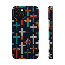 DistinctInk Tough Case for Apple iPhone, Compatible with MagSafe Charging - "Vibrant Crosses: Bold and Minimalistic Pattern"