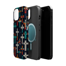 DistinctInk Tough Case for Apple iPhone, Compatible with MagSafe Charging - "Vibrant Crosses: Bold and Minimalistic Pattern"