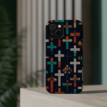 DistinctInk Tough Case for Apple iPhone, Compatible with MagSafe Charging - "Vibrant Crosses: Bold and Minimalistic Pattern"