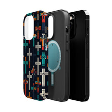 DistinctInk Tough Case for Apple iPhone, Compatible with MagSafe Charging - "Vibrant Crosses: Bold and Minimalistic Pattern"