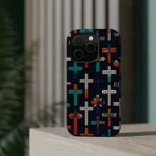 DistinctInk Tough Case for Apple iPhone, Compatible with MagSafe Charging - "Vibrant Crosses: Bold and Minimalistic Pattern"