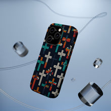 DistinctInk Tough Case for Apple iPhone, Compatible with MagSafe Charging - "Vibrant Crosses: Bold and Minimalistic Pattern"