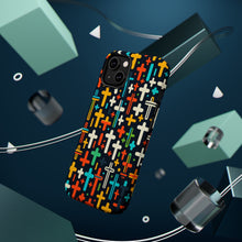 DistinctInk Tough Case for Apple iPhone, Compatible with MagSafe Charging - "Vibrant Christian Crosses in Minimalistic Pattern"