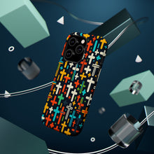 DistinctInk Tough Case for Apple iPhone, Compatible with MagSafe Charging - "Vibrant Christian Crosses in Minimalistic Pattern"