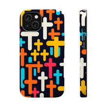 DistinctInk Tough Case for Apple iPhone, Compatible with MagSafe Charging - "Vibrant Minimalist Christian Cross Pattern"