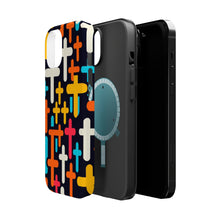 DistinctInk Tough Case for Apple iPhone, Compatible with MagSafe Charging - "Vibrant Minimalist Christian Cross Pattern"