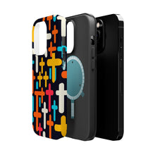 DistinctInk Tough Case for Apple iPhone, Compatible with MagSafe Charging - "Vibrant Minimalist Christian Cross Pattern"