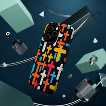 DistinctInk Tough Case for Apple iPhone, Compatible with MagSafe Charging - "Vibrant Minimalist Christian Cross Pattern"