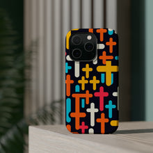 DistinctInk Tough Case for Apple iPhone, Compatible with MagSafe Charging - "Vibrant Minimalist Christian Cross Pattern"