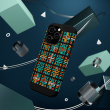 DistinctInk Tough Case for Apple iPhone, Compatible with MagSafe Charging - "Bright and Bold Crosses on Black"