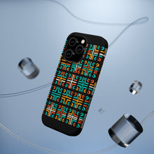 DistinctInk Tough Case for Apple iPhone, Compatible with MagSafe Charging - "Bright and Bold Crosses on Black"