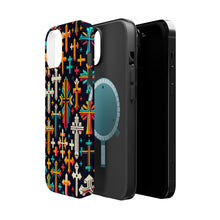 DistinctInk Tough Case for Apple iPhone, Compatible with MagSafe Charging - "Vivid Christian Crosses in Striking Contrast"