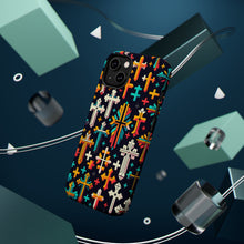 DistinctInk Tough Case for Apple iPhone, Compatible with MagSafe Charging - "Vivid Christian Crosses in Striking Contrast"