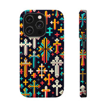 DistinctInk Tough Case for Apple iPhone, Compatible with MagSafe Charging - "Vivid Christian Crosses in Striking Contrast"