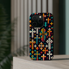DistinctInk Tough Case for Apple iPhone, Compatible with MagSafe Charging - "Vivid Christian Crosses in Striking Contrast"