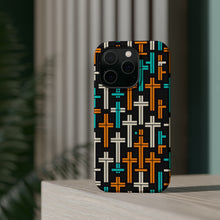 DistinctInk Tough Case for Apple iPhone, Compatible with MagSafe Charging - "Brightly Colored Minimal Christian Crosses"