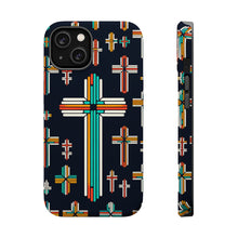 DistinctInk Tough Case for Apple iPhone, Compatible with MagSafe Charging - "Vibrant Crosses: A Striking Minimalistic Pattern"