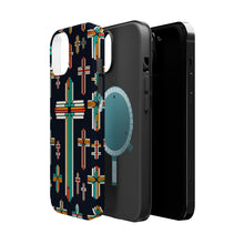 DistinctInk Tough Case for Apple iPhone, Compatible with MagSafe Charging - "Vibrant Crosses: A Striking Minimalistic Pattern"