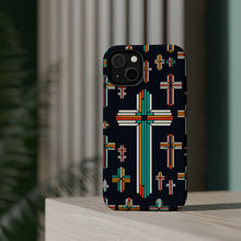 DistinctInk Tough Case for Apple iPhone, Compatible with MagSafe Charging - "Vibrant Crosses: A Striking Minimalistic Pattern"