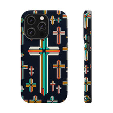 DistinctInk Tough Case for Apple iPhone, Compatible with MagSafe Charging - "Vibrant Crosses: A Striking Minimalistic Pattern"