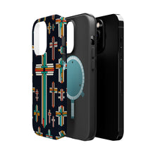 DistinctInk Tough Case for Apple iPhone, Compatible with MagSafe Charging - "Vibrant Crosses: A Striking Minimalistic Pattern"