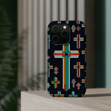 DistinctInk Tough Case for Apple iPhone, Compatible with MagSafe Charging - "Vibrant Crosses: A Striking Minimalistic Pattern"