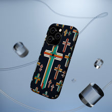 DistinctInk Tough Case for Apple iPhone, Compatible with MagSafe Charging - "Vibrant Crosses: A Striking Minimalistic Pattern"